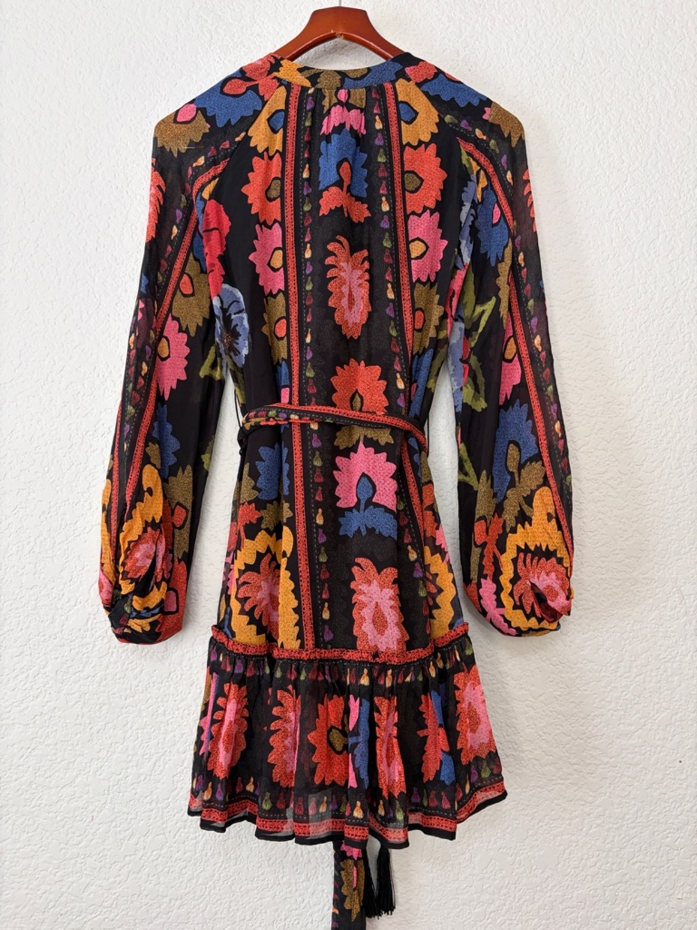 Farm Rio Flowers Floral Long Sleeve Mini Dress - Picture 10 of 16